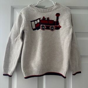 Janie and Jack Kids Cream Sweater with Train Design